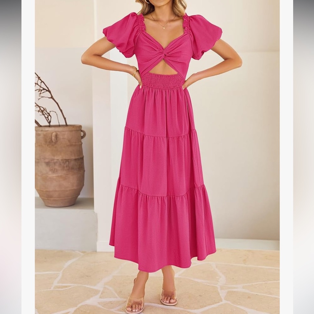 Elegant Pink Maxi Skirt with pockets